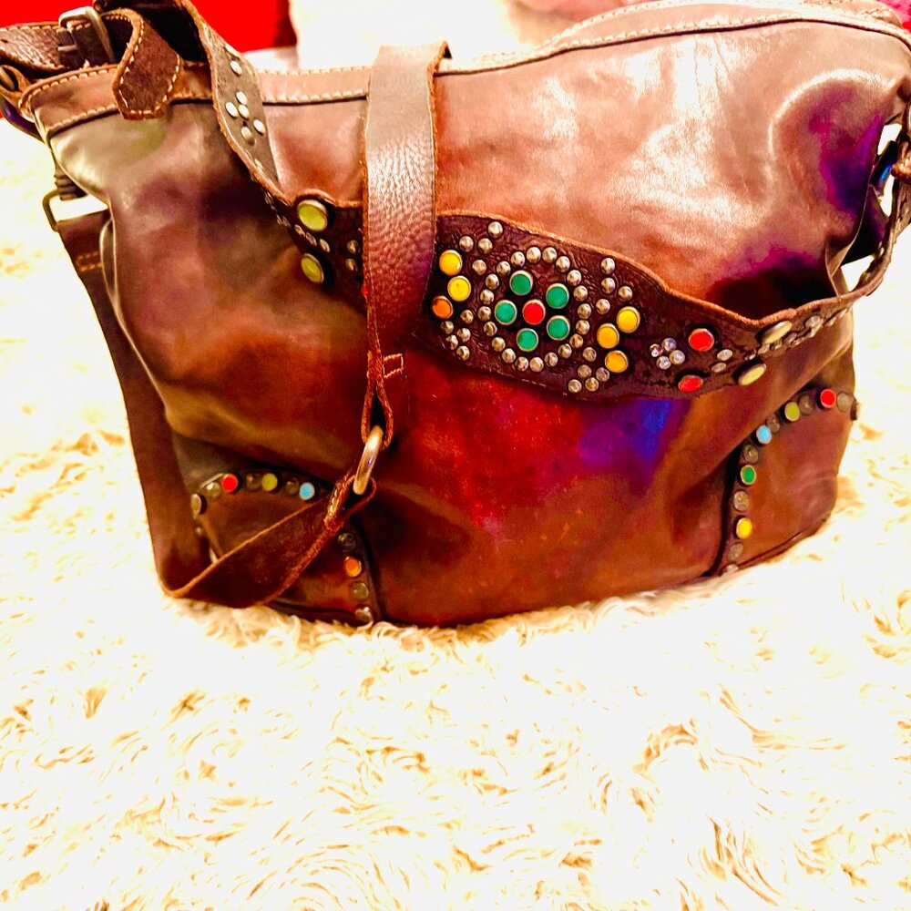 Campomaggi Boho Crossbody / Laptop Bag Purse Italian Leather
